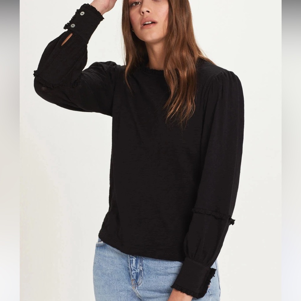 Goldie Lewinter Ruffle Sleeve Slub Shirt